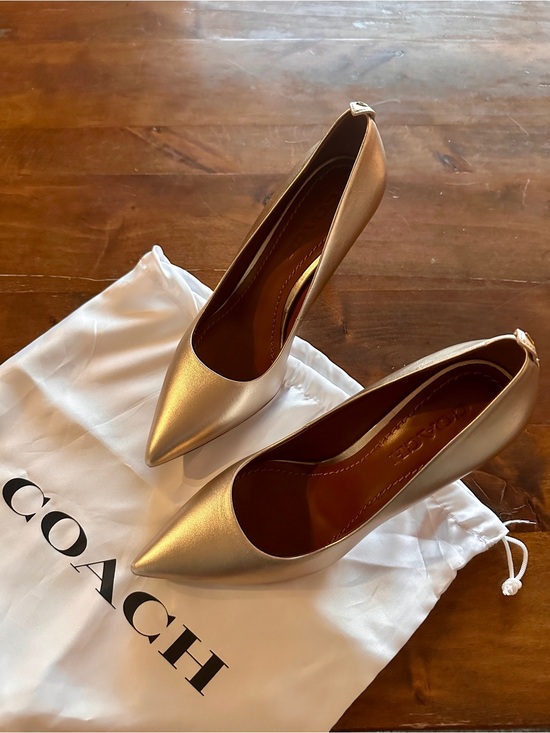 Coach Shoes - Coach Metallic Gold Pointed Toe Stiletto Pumps